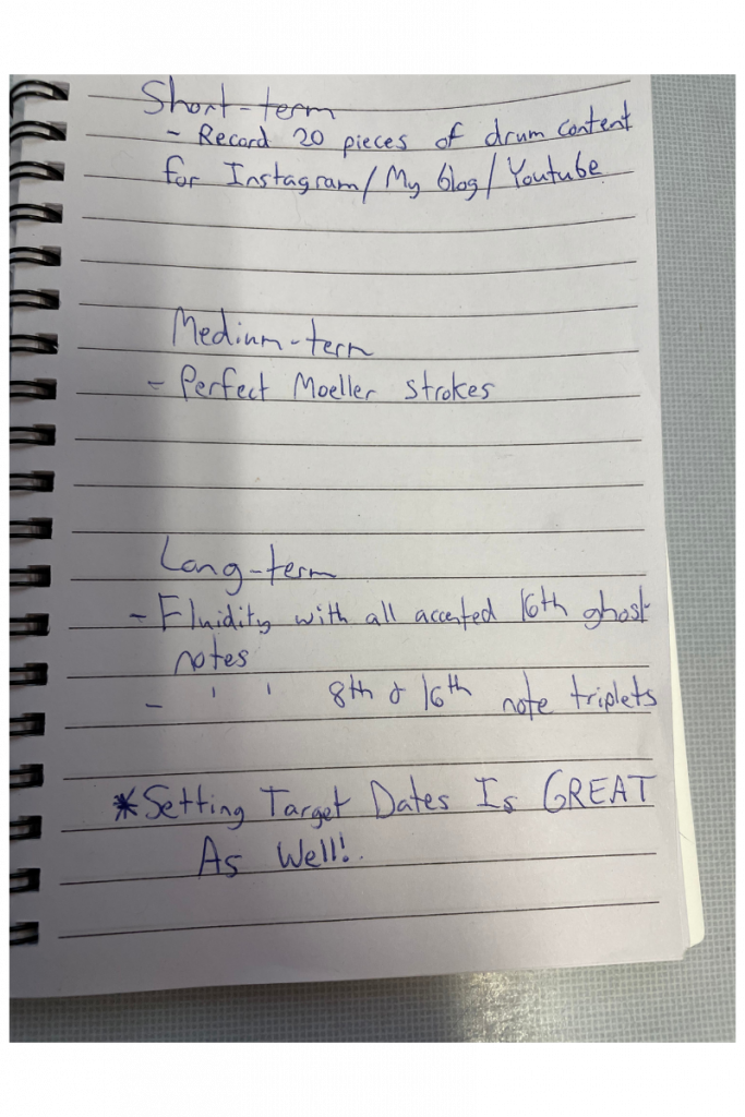 Short, medium, and long-term goals